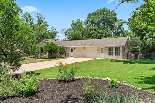5401 Shoal Creek Blvd, Austin, TX 78756 - ranch-style home with concrete driveway, a garage, and stone siding