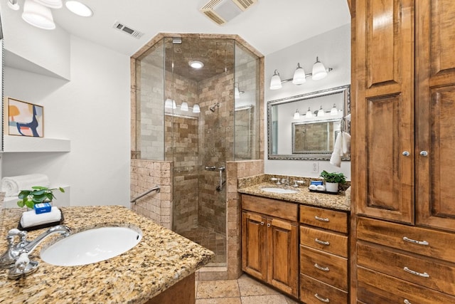 5401 Shoal Creek Blvd, Austin, TX 78756 - full bathroom with two vanities and a shower stall