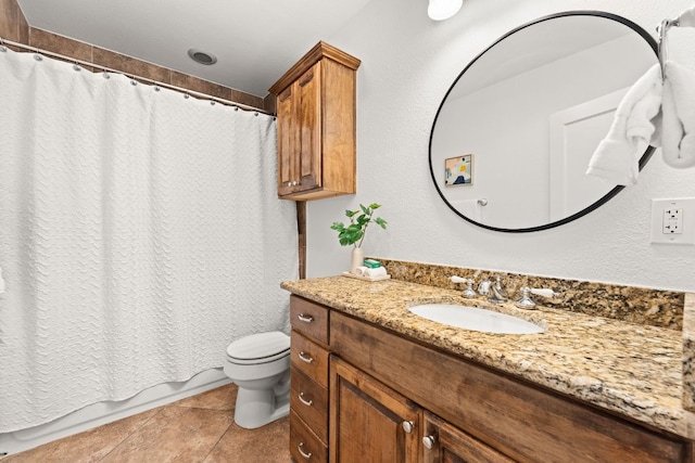 5401 Shoal Creek Blvd, Austin, TX 78756 - bathroom with vanity, toilet, tile patterned flooring, and shower / bath combo