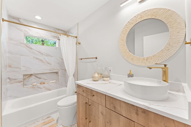5102 Ravensdale Ln, Austin, TX 78723 - full bath with shower / bath combination with curtain, vanity, and toilet