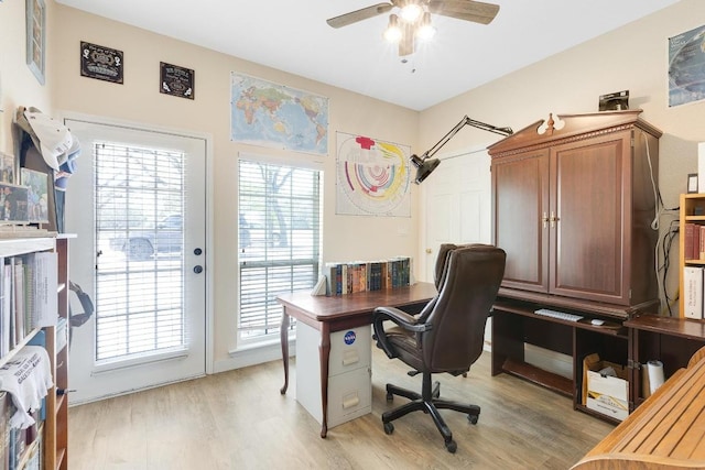 297 Carpers Trl, Fischer, TX 78623 - office space featuring light wood-style flooring and ceiling fan