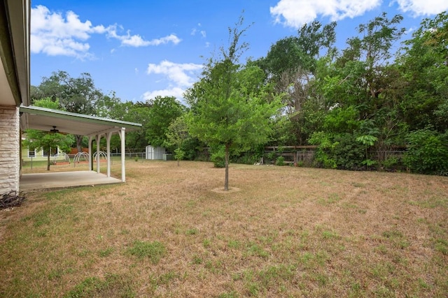 7104 Greenock St, Austin, TX 78749 - view of yard featuring a patio and ceiling fan