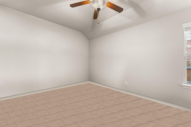 4162 Kingsley Ave, Round Rock, TX 78681 - unfurnished room featuring ceiling fan, baseboards, and vaulted ceiling