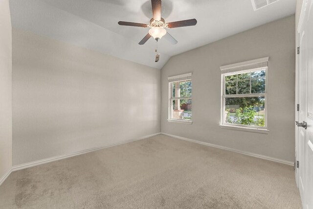 4162 Kingsley Ave, Round Rock, TX 78681 - carpeted spare room featuring baseboards, lofted ceiling, and ceiling fan