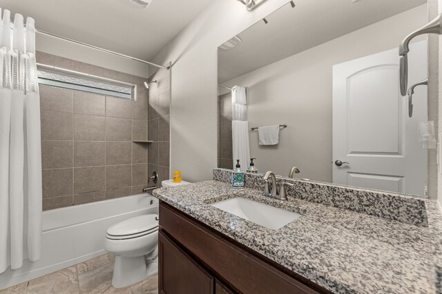 4162 Kingsley Ave, Round Rock, TX 78681 - full bathroom featuring shower / tub combo with curtain, vanity, and toilet