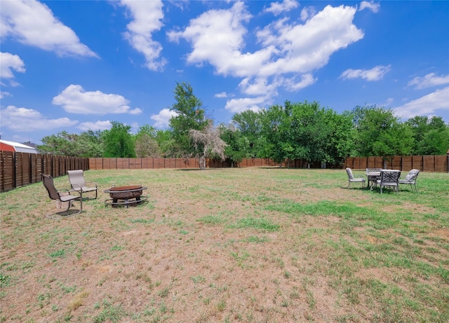 128 Naalehu Ct, Bastrop, TX 78602 - view of yard with a fire pit