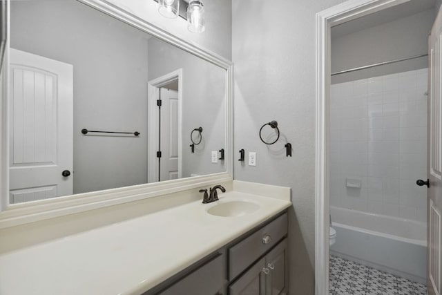 7820 Oteka Cv, Austin, TX 78735 - full bath with vanity, toilet, tile patterned floors, and shower / bathtub combination
