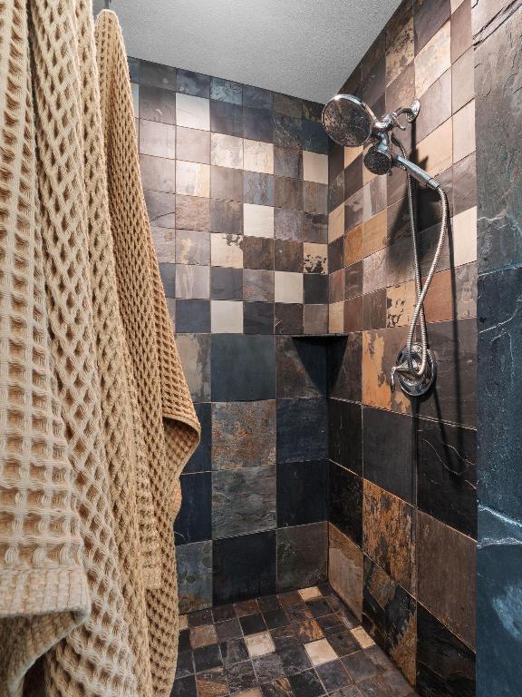 10103 Twin Lake Loop, Dripping Springs, TX 78620 - bathroom with a tile shower and stone finish floors