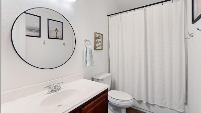 30 Stone Terrace Dr, Austin, TX 78734 - bathroom with toilet, vanity, and shower / bath combo with shower curtain