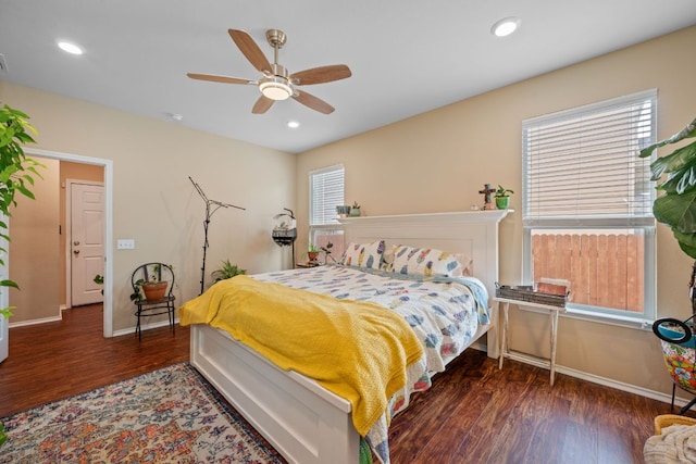 904 Emory Tree Dr, Austin, TX 78748 - bedroom featuring wood finished floors, baseboards, recessed lighting, and a ceiling fan