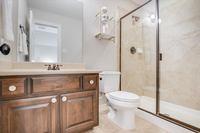 1016 Santaluz Path, Austin, TX 78732 - bathroom with vanity, a shower stall, and tile patterned floors