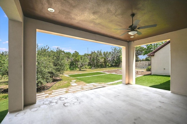 427 Bella Montagna Cir, Austin, TX 78734 - view of patio / terrace with ceiling fan