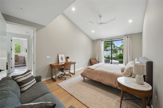 2024 Ford St, Austin, TX 78704 - bedroom with multiple windows, light wood-style flooring, lofted ceiling, recessed lighting, and baseboards