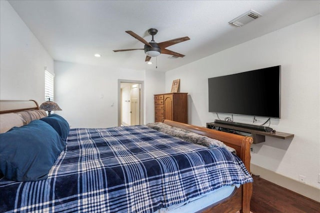 5701 Ave G, Austin, TX 78752 - bedroom featuring wood finished floors, recessed lighting, and a ceiling fan