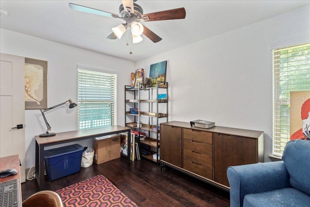 5701 Ave G, Austin, TX 78752 - office featuring wood-type flooring and a ceiling fan