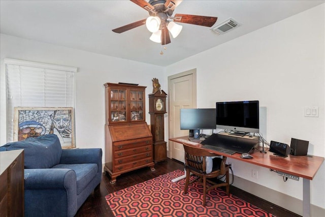 5701 Ave G, Austin, TX 78752 - home office featuring ceiling fan and wood finished floors