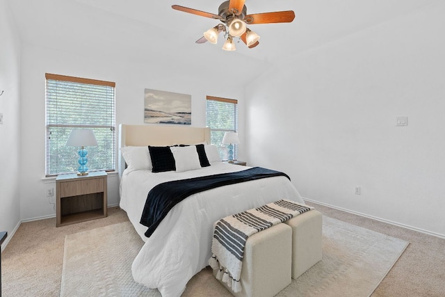 14404 Showdown Ln, Austin, TX 78717 - bedroom with carpet floors, baseboards, ceiling fan, and lofted ceiling