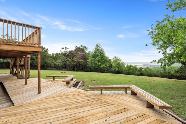 11105 Highview Dr, Belton, TX 76513 - wooden terrace with stairway and a lawn