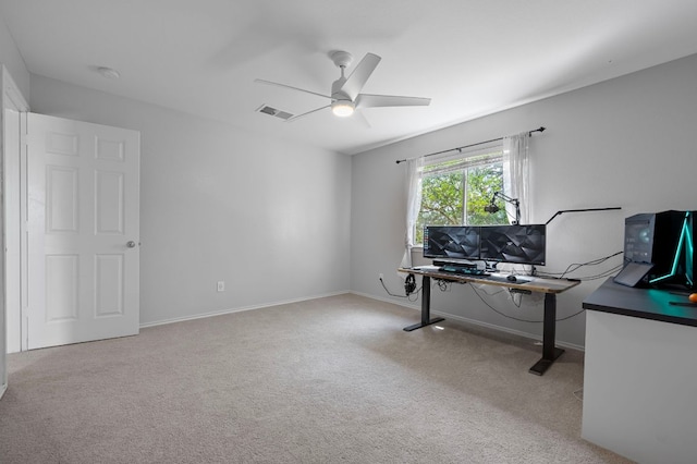 145 Trinity Dr, Kyle, TX 78640 - office space with ceiling fan, carpet floors, and baseboards