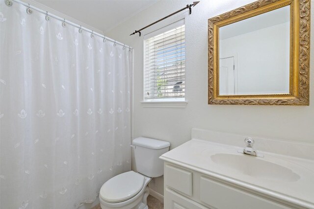 16 Troon Dr, Lakeway, TX 78738 - bathroom with toilet, vanity, and a shower with shower curtain