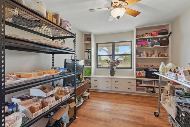 701 W Steele St, Smiley, TX 78159 - storage area featuring a ceiling fan