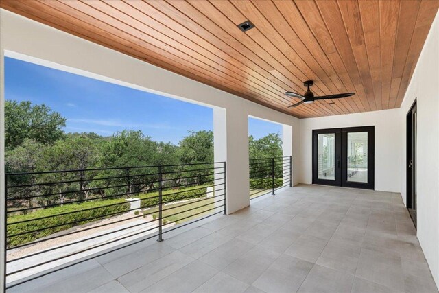 902 Challenger St, Lakeway, TX 78734 - view of patio featuring french doors, a ceiling fan, and a balcony