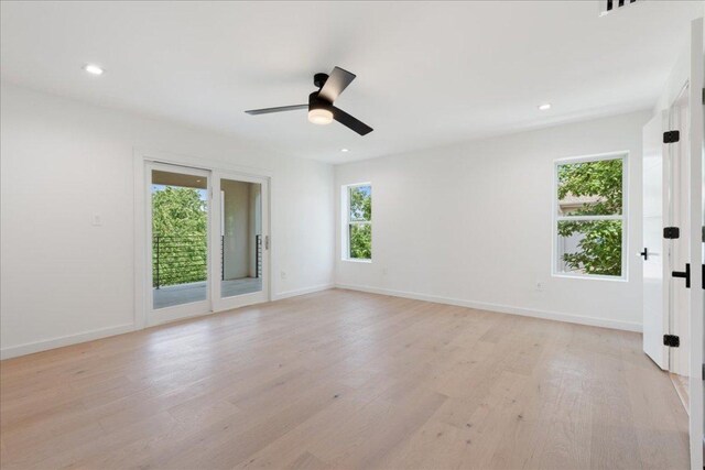 902 Challenger St, Lakeway, TX 78734 - spare room with light wood-type flooring, baseboards, recessed lighting, and a ceiling fan