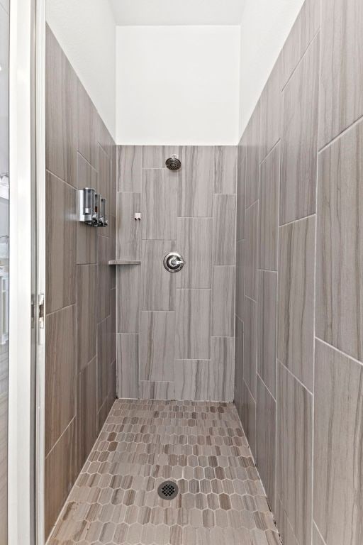 217 Magdalene Way, Liberty Hill, TX 78642 - bathroom with tiled shower