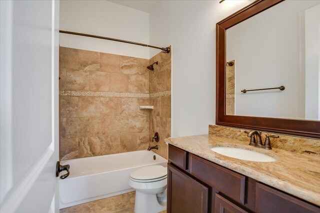 598 Naples Ln, Austin, TX 78737 - bathroom with vanity, shower / tub combination, and toilet