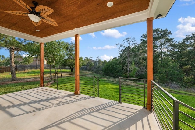 121 Mokolii Ct, Bastrop, TX 78602 - wooden deck with ceiling fan and a patio area