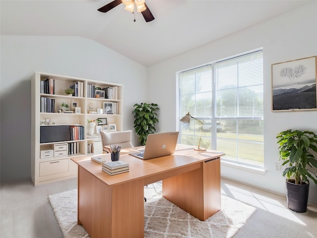 581 Sampson, Kyle, TX 78640 - office area with vaulted ceiling and ceiling fan