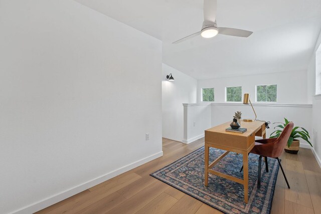 1607 Forest St, Georgetown, TX 78626 - office space with baseboards, wood finished floors, and ceiling fan