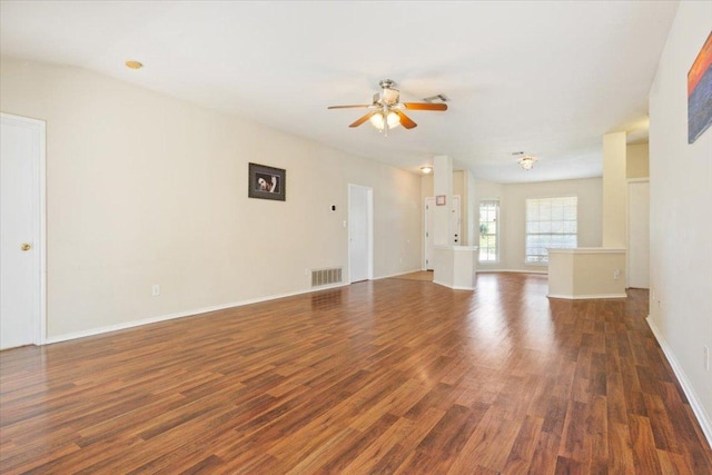 3005 Sugar Berry Cv, Round Rock, TX 78664 - unfurnished living room featuring ceiling fan, wood finished floors, and baseboards