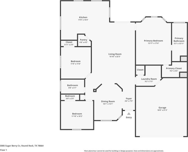 3005 Sugar Berry Cv, Round Rock, TX 78664 - property floor plan