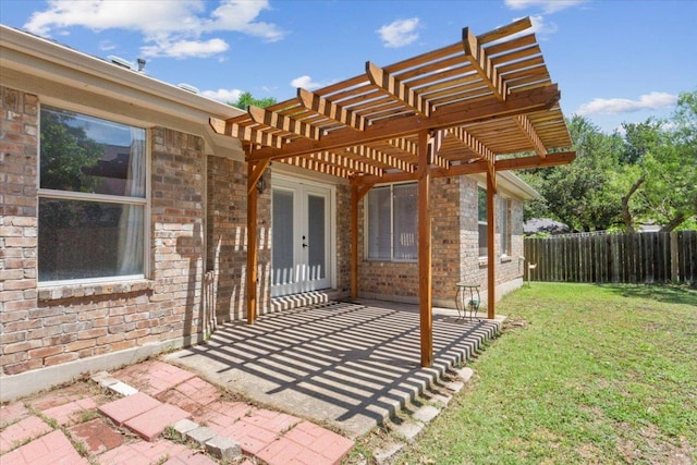 3005 Sugar Berry Cv, Round Rock, TX 78664 - view of patio / terrace featuring a pergola and french doors