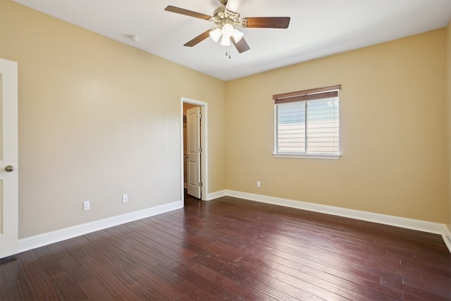 12109 Bryony Dr, Austin, TX 78739 - unfurnished room with dark wood-style floors, baseboards, ceiling fan, and a smoke detector