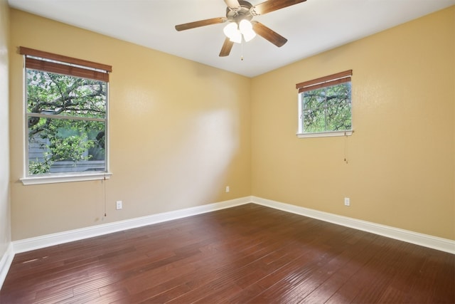 12109 Bryony Dr, Austin, TX 78739 - unfurnished room featuring baseboards, hardwood / wood-style flooring, and a ceiling fan