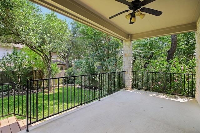 12109 Bryony Dr, Austin, TX 78739 - balcony with ceiling fan and a patio area