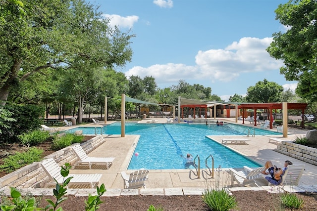 12109 Bryony Dr, Austin, TX 78739 - community pool featuring a patio area and view of scattered trees