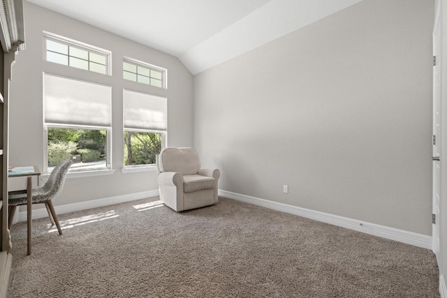 108 Panzano Dr, Georgetown, TX 78628 - home office featuring carpet flooring and vaulted ceiling