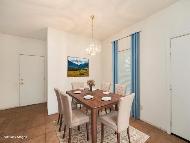 407 Bent Wood Dr, Leander, TX 78641 - dining room with a chandelier and light tile patterned flooring