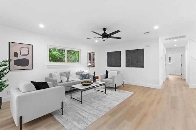 813 Cardiff Dr, Austin, TX 78745 - living area featuring light wood-style floors, recessed lighting, and ceiling fan