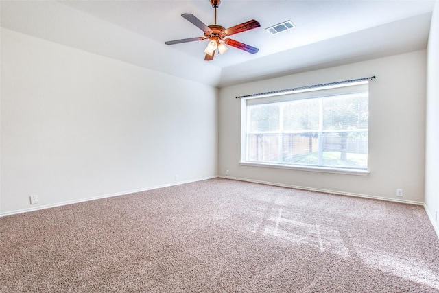 612 Arrowood Pl, Round Rock, TX 78665 - unfurnished room featuring carpet flooring, a ceiling fan, baseboards, and vaulted ceiling