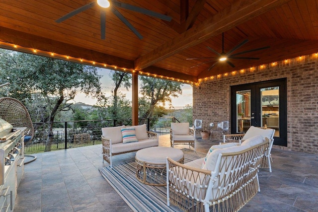 103 Bellagio Dr, Lakeway, TX 78734 - view of patio / terrace featuring a ceiling fan, outdoor lounge area, and french doors