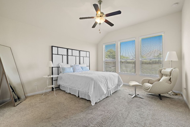 5012 Yucca Bloom Dr, Georgetown, TX 78626 - carpeted bedroom featuring baseboards, vaulted ceiling, and a ceiling fan