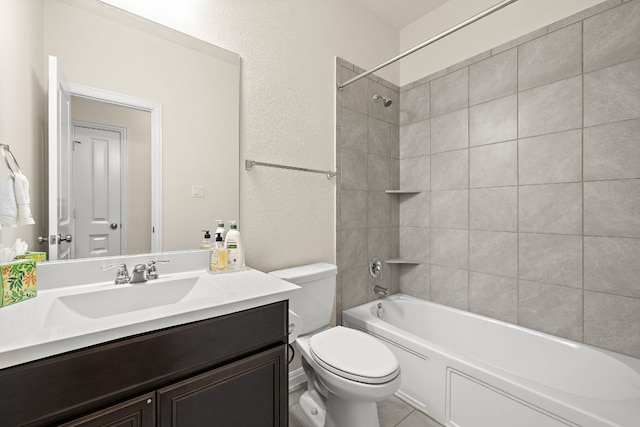 5012 Yucca Bloom Dr, Georgetown, TX 78626 - bathroom featuring toilet, vanity, and washtub / shower combination