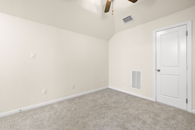 5012 Yucca Bloom Dr, Georgetown, TX 78626 - empty room featuring ceiling fan, carpet floors, baseboards, and vaulted ceiling