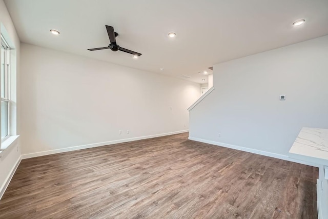 2600 Gattis School Rd Unit 1102, Round Rock, TX 78664 - spare room with wood finished floors, ceiling fan, baseboards, and recessed lighting