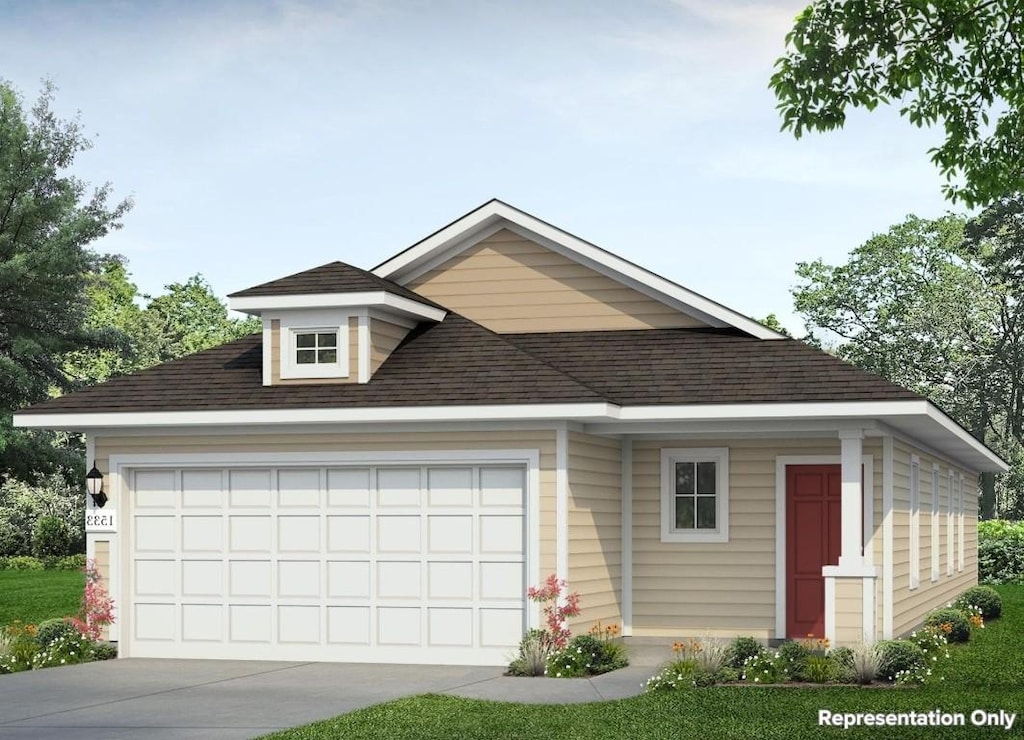 11604 Domenico Cv, Austin, TX 78747 - view of front of home with a garage, concrete driveway, and a shingled roof