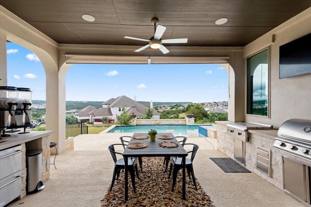 2037 Portobello Rd, Leander, TX 78641 - view of patio featuring an outdoor pool and a ceiling fan
